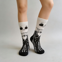 Chaussettes mi-mollet personnalisables pour couple, motif dessin animé, automne-hiver, tendance, respirantes, pour Halloween, en coton, pour le sport