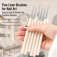 Kit de pinceaux liner à ongles en nylon doux blanc crème multi-longueurs pour dessin de lignes fines et de rayures, service OEM