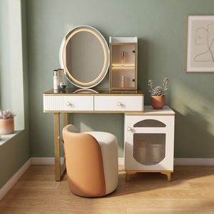 Modern Makeup <b>Vanity</b> Table With <b>Lighted</b> Mirror Storage Desk For Bedroom Furniture - Product Image 4