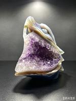 Sculpture de tête de dragon en agate améthyste naturelle, figurine en cristal sculptée à la main, décoration d'intérieur, ornement en pierre de collection