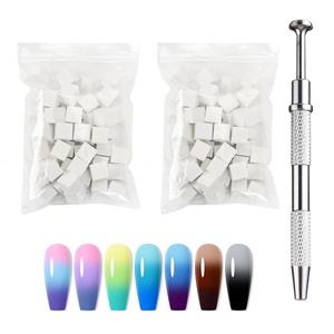 ฟองน้ำแต่งเล็บขนาดเล็ก 50 ชิ้น พร้อมปากกาจับโลหะ 4 ขา สีขาว ฟองน้ำไล่สีแบบนุ่ม ชุดอุปกรณ์แต่งเล็บสำหรับร้านทำเล็บ - Product Image 3