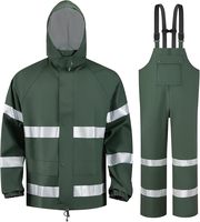 Veste imperméable en PU personnalisée pour la pêche marine et l'aquaculture avec pantalon à bretelles, combinaison de pêche, équipement de pluie et de mauvais temps