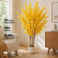 Pohon Bunga Forsythia Kuning Buatan, Tanaman Lantai Palsu yang Mekar untuk Dekorasi Ruang Tamu, Dekorasi Musim Semi Komersial, Grosir