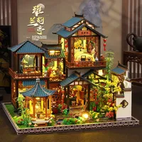 Rumah Mainan Model DIY Chao Tong Gaya Elegan, Rak Buku DIY, Perakitan Manual