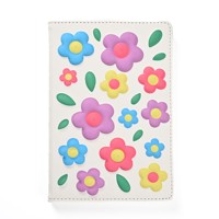 Carnet à couverture rigide en PVC avec fleurs en relief 3D de haute qualité, 14*21cm, reliure cousue, marque-page en ruban, personnalisable, pour l'écriture créative des enfants