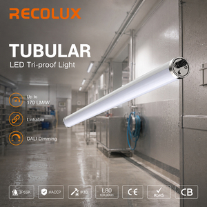 Luminaire tubulaire LED étanche à l'humidité IP69K, résistant aux intempéries, pour garage, entrepôt et lieux humides - Product Image 1