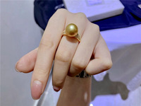 Bague de fiançailles pour femme R2838, perle d'eau douce naturelle Edison de qualité AAAA/AAA de 10-11 mm, plaquée or, taille classique réglable, mariage