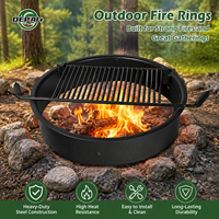 Anneaux de feu en acier de camping de parc extérieur de vente chaude avec la grille de cuisson rabattable