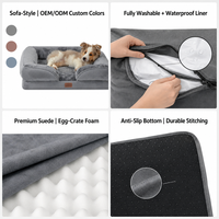 Maßgefertigtes Luxuriöses Beruhigendes Wasserdichtes Orthopädisches Umweltfreundliches Flanell-Haustierbett Hundesofa mit Abnehmbarem Waschbarem Bezug für Alle Jahreszeiten
