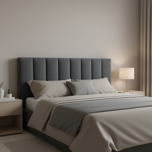 Cuscino per testiera in velluto grigio scuro da 53,9 pollici, imbottito, dal design minimalista, per letti - Product Image 2