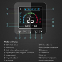Capteur de température et d'humidité intelligent Tuya WiFi alimenté par USB avec écran couleur, contrôle à distance infrarouge via application pour climatiseur