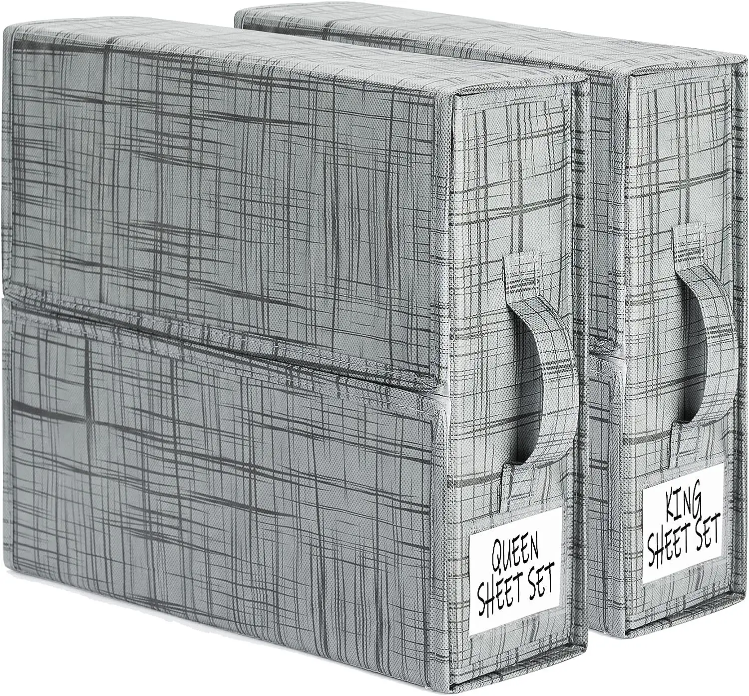 शीटक्यूब 4 पैक बेडशीट ऑर्गनाइज़र और स्टोरेज फोल्डेबल बिस्तर स्टोरेज बॉक्स कंटेनर विंडो लेबल लिनन क्लोजेट फोल्डर के साथ