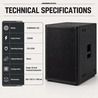 Subwoofer Aktif Pabrik 18" 1250W Kabinet Bass Bertenaga Kayu Subwoofer PA untuk Audio Panggung Konser Luar Ruangan