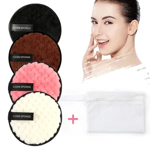 Wieder verwendbare Mikrofaser-Make-up-Entferner-Pads Wasch bare Runden Gesichts-Puff-Make-up-Entferner Puff-Reinigungs schwamm für alle Hauttypen