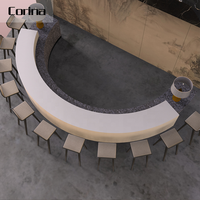 Comptoir de bar en acrylique incurvé de forme semi-circulaire pour discothèque, pub, café, magasin de jus