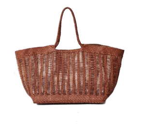 Sac fourre-tout en cuir véritable tissé à la main Liset Market pour femme, grand sac à bandoulière, grande capacité, idéal pour la plage et les voyages - Product Image 1