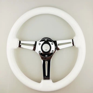 Universal madera azul metálico de cromo 6 perno 350mm racha estilo volante del coche de carreras - Product Image 1