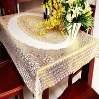 Nappe en PVC personnalisée de 137*181cm, fournisseur d'usine, vente en gros, nappe de table en plastique imprimée or, rouleau