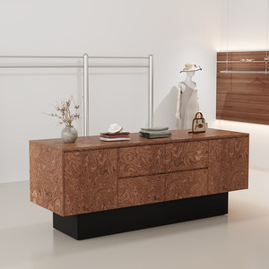 Comptoir de réception moderne noir avec console et tiroirs de rangement pour hall d'entrée de magasin de détail - Product Image 3