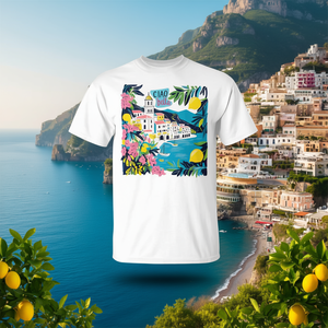 Camiseta Ciao Bella Italia Costa de Amalfi Unisex para Adultos, Manga Corta, Cuello Redondo, Impresión Digital, Promocional - Product Image 3