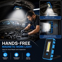 Lampe de travail LED COB magnétique rechargeable 800LM, lampe torche d'inspection portable USB C avec crochet pour mécanicien, réparation automobile, garage