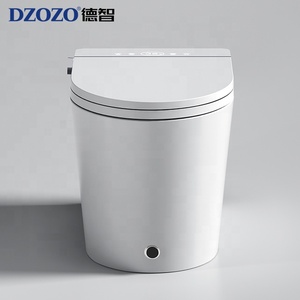WC intelligent en céramique à poser au sol avec télécommande, chasse d'eau à jet siphonique, économie d'eau, siphon en P, siège chauffant, siphon en S allongé - Product Image 3