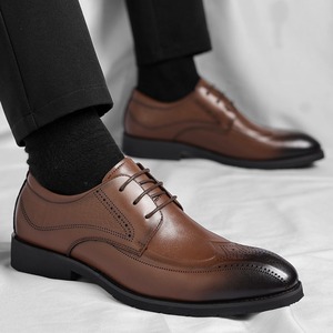 Zapatos Oxford Brock para Hombre, de Cuero Genuino, Punta Puntiaguda, Ligeros, para Vestir, para Todas las Temporadas, con Cordones, Estilo Sólido - Product Image 2