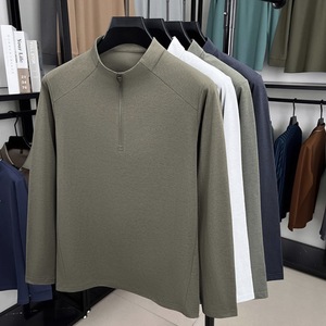Custom Logo Print High Quality New Zipper Design Half <strong>Puller</strong> Men's Hoodies Solid Color Outdoor US Size Blank T Shirts - Product Image 5