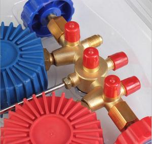 R134a 더블 미터 알루미늄 매니폴드 세트 디지털 진공 압력 게이지 게이트 밸브 자동차 에어컨 미디어 물 가스 - Product Image 2