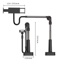 Support de tablette de bureau pliable pour moniteur portable iPad 4.7-15.6 '', support de bras de tablette à col de cygne long, trépied de table avec pince