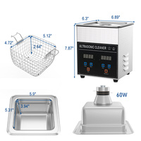 Pulitore a Ultrasuoni 60W 2L, Macchina per Pulizia Ultrasuoni 120W per Occhiali, Gioielli, Apparecchi Ortodontici, Bagno Ultrasuoni con Riscaldatore 150W