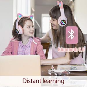 Audífonos Plegables <span class=keywords><strong>con</strong></span> <span class=keywords><strong>Orejas</strong></span> <span class=keywords><strong>de</strong></span> <span class=keywords><strong>Gato</strong></span>, Luces LED, Bluetooth, para Juegos, para Niñas, <span class=keywords><strong>con</strong></span> Ranura para Tarjeta TF, Inalámbricos, Dinámicos - Product Image 5