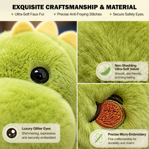 Peluche Dinosaure Assis <span class=keywords><strong>Kawaii</strong></span> Vert Doux avec T-shirt Porte-Bonheur pour Cadeau d'Anniversaire Enfant et Décoration Maison - Product Image 2