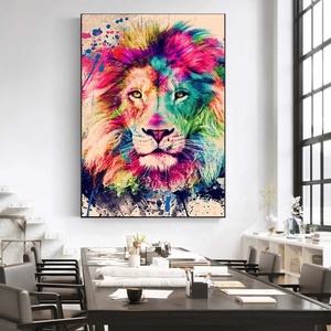 Abstract Wildlife Graffiti Colorful Lion Poster stampa pittura a olio immagini a parete per soggiorno specchi senza cornice Draw Core - Product Image 3