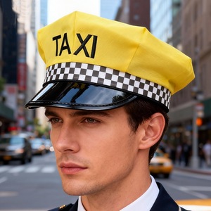 Nuevo <span class=keywords><strong>Gorro</strong></span> Octogonal Amarillo de <span class=keywords><strong>Taxi</strong></span> para Comercio Exterior, Bordado a Máquina, para Verano, Playa, Festividades, Atrezzo de Escenario y Actuaciones - Product Image 2