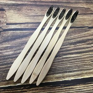 Bamboo Toothbrush Adult Flat Handle <b>Wave</b> Design Biodegradable For Home Hotel Use - Product Image 1