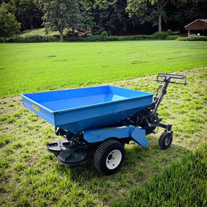 Épandeur de compost motorisé autopropulsé, épandeur d'engrais à double disque réglable à pousser à la main, pour pelouse et jardin, à essence, garantie 1 an - Product Image 6