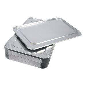 Boardwalk 12,88 pouces X 20,81 pouces X 0,63 pouces Couvercles jetables en aluminium pour bacs de cuisson vapeur (50/carton) - Product Image 5