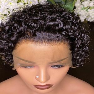 Peluca corta de encaje completo de gran venta, corte pixie, pelucas de cabello humano, peluca trenzada a mano de moda para mujeres <span class=keywords><strong>africanas</strong></span>, cabello humano afro rizado a granel - Product Image 4