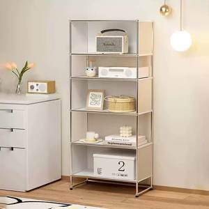 خزانة كتب قائمة على الأرض من الفولاذ المقاوم للصدأ بتصميم ريترو USM، خزانة تخزين معيارية قابلة للتركيب، خزانة عرض وتخزين - Product Image 4