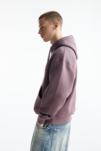 Sweat à capuche surdimensionné pour homme en polaire thermique violet lilas français, avec poche cache-oreilles haute densité et col à capuche – Taille XL, prix de gros - Product Image 4