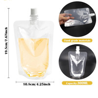 Pochettes à bec verseur portables en gros pour boissons de voyage, emballage plastique transparent, sachets refermables pour jus et liquides