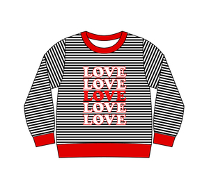 Chemises pour enfants personnalisées pour la Saint-Valentin, pull à manches longues, décontracté, lettres d'amour, respirant, taille plus, col rond, vente en gros - Product Image 4