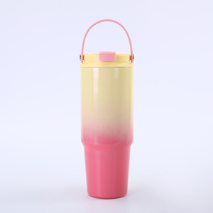 Gobelet isotherme portable en acier inoxydable 304 de 30 oz (350 ml) à double paroi, nouveau coloris dégradé, pour voiture et camping, idéal pour les boissons froides classiques - Product Image 6