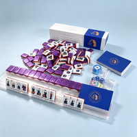 Jeu de Mahjong Américain d'Halloween, 160 tuiles, tuiles de Mahjong à paillettes violettes, jeu de Mahjong à motifs personnalisés, pour cadeau de fête