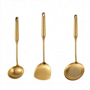 Lot de 6 ustensiles de cuisine en acier inoxydable 18/8, vente chaude, comprenant louche à soupe, écumoire, cuillère et spatule à frire - Product Image 1