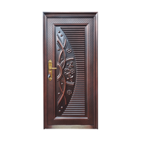 Porte d'entrée en acier moderne de style français double Skyland Security, revêtement en poudre, isolation thermique, garantie de 5 ans, utilisation hôtelière