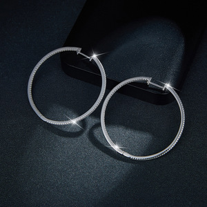 Pendientes de Aro de Silicona con Moissanita de 50 mm, Chapados en Oro y Plata, Unisex, para Fiestas - Product Image 3