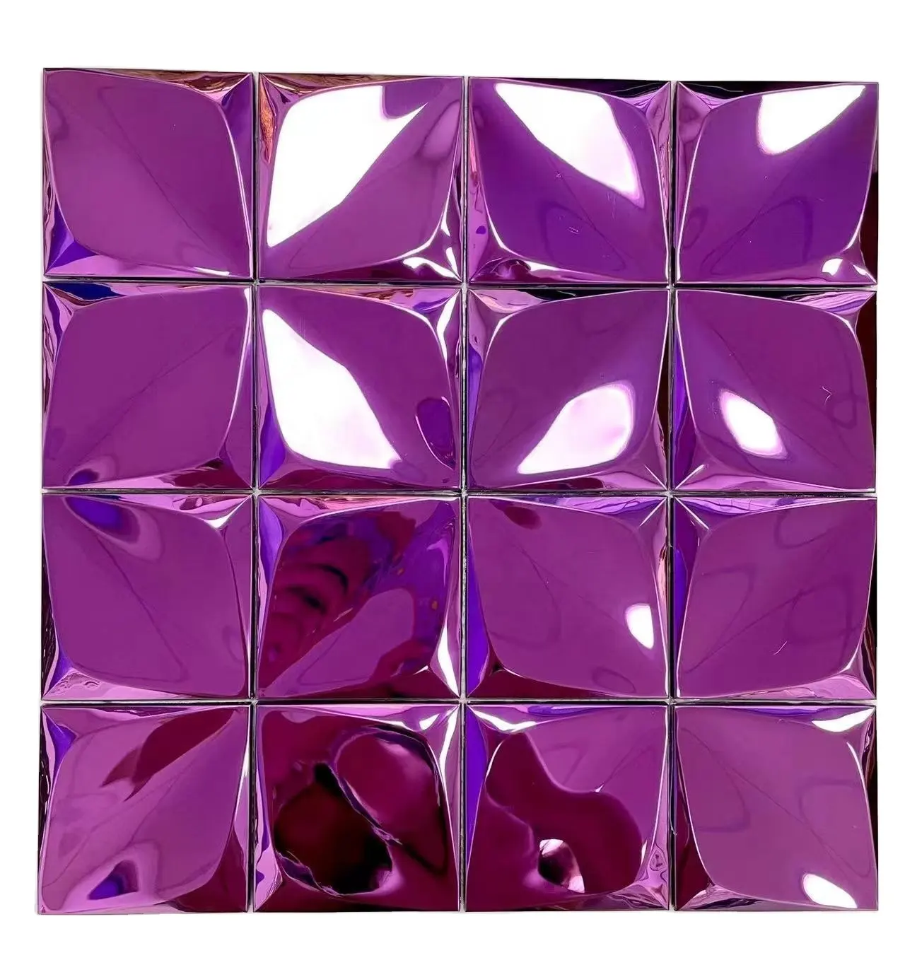 3D Lila Farbe Edelstahl Mosaik fliesen Haaransatz mit polierten gemischten Sechseck form Metall mosaik fliesen