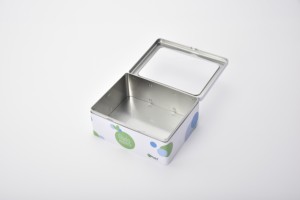 Fenêtre de bonbon en métal recyclé personnalisé Boîte en fer blanc Conteneur cadeau rectangulaire avec séparateur intérieur en plastique Impression de logo personnalisé - Product Image 6